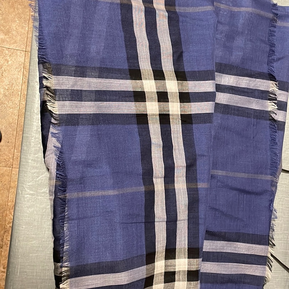 Burberry Giant Check Print Wool and Silk Scarf